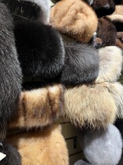 Grey and brown fur hats