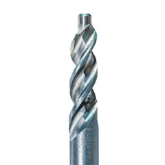 A close up shot captures the tip of a drill bit set against a transparent background with a clear background