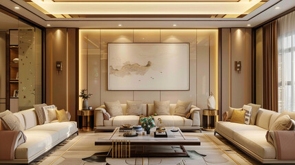 modern creative living room interior design backdrop sofa with decorative photo paint frame