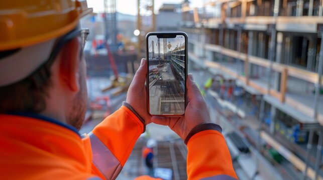 Man Taking Picture of Construction Site