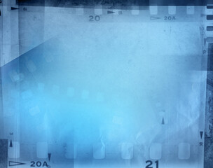 Film negatives blue background