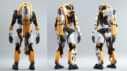 Fototapeta premium Two Robots Featuring Yellow and Black Parts