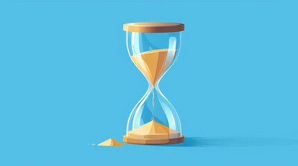 Vector illustration featuring a glass sand clock or hourglass, representing the concept of deadlines and time. - obrazy, fototapety, plakaty