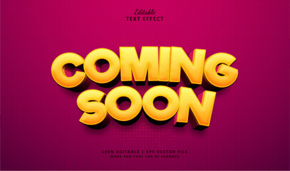 Coming soon Text Effect Style 3d. Grand opening sale promotion template.