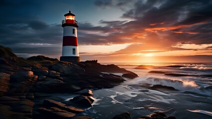 Naklejka premium A lighthouse at the edge of reality guiding lost souls home