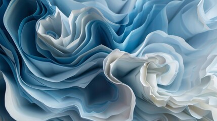 Obraz premium Layered paper featuring twisting blue and light white details 