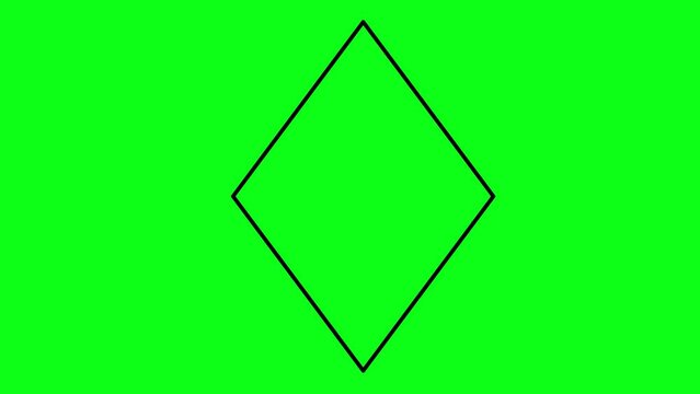 video animation rhombus shape drawing outline, on a green chroma key background