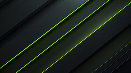 Black background with green diagonal neon lines futuristic background