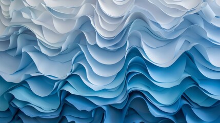 Twisting blue and light white patterns on layered paper
