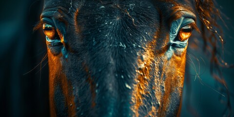 A Majestic Horse Illustrated with Fiery Energy and Vivid Colors, Blending Fantasy and Natural Elegance, Generative AI