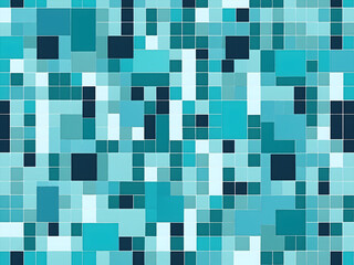 Fototapeta premium Blue, teal and turquoise mosaic tiles seamless pattern