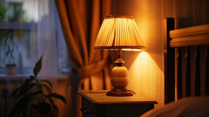 lamp on bed side table