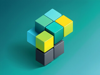 vector background with three blue and green cubes