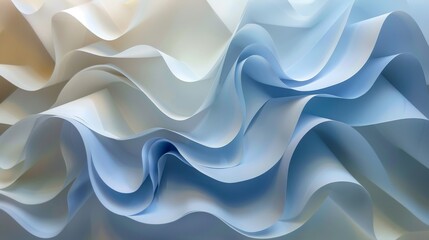 Fototapeta premium Blue and light white layered paper with intricate twists 