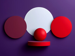 3d vector illustration of abstract circles on a purple background for social media templates