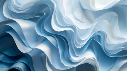 Obraz premium Blue and light white layered paper with patterned twists 