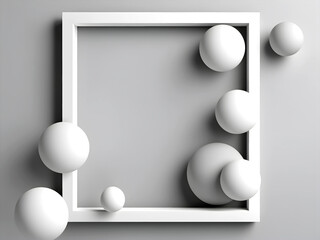 Abstract 3D white frame background with geometric shapes for advertisement