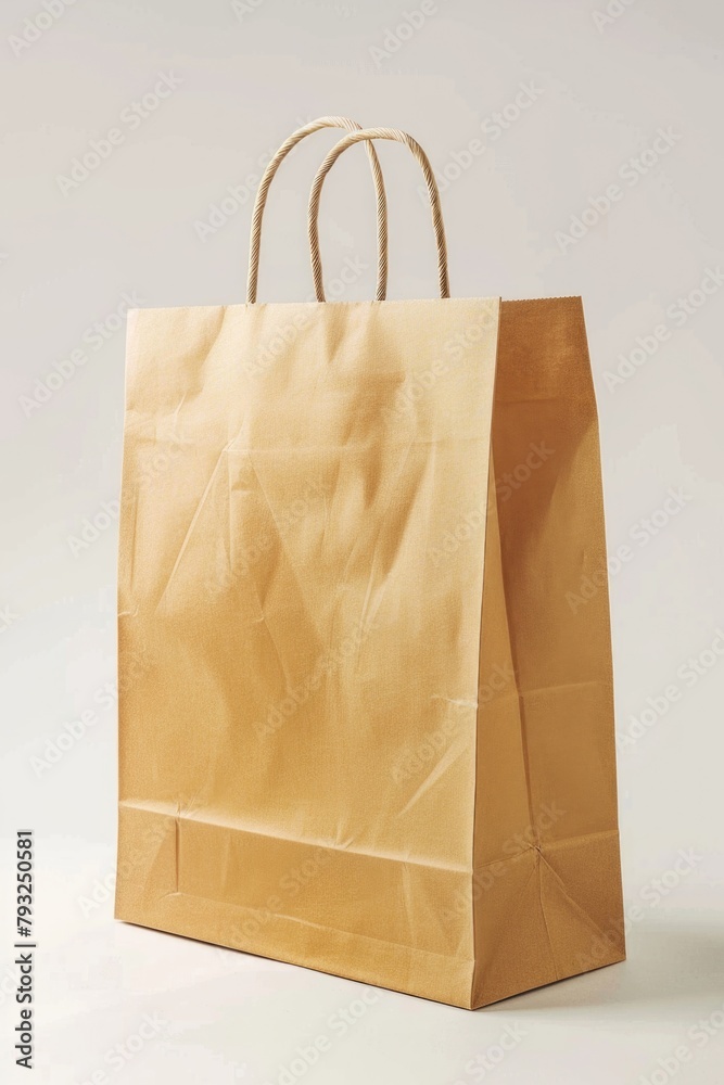 Poster a simple brown paper bag sitting on a table. suitable for various concepts