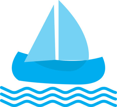 recommend clip art: Cartoon boat, blue sailboat and wave, cute child yacht, summer ship, vacation sea vessel isolated on white background. Marine vector illustration