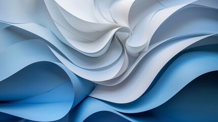 Blue and light white layered paper with twisted design

