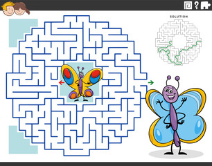 maze game with cartoon butterflies insect characters