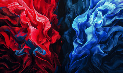 Vs background banner in red and blue, matte background, versus match wallpaper with wavy colors. 