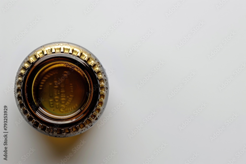 Poster close up of a bottle of beer on a table. suitable for food and beverage concepts