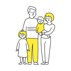 illustration of a family consisting of 4 people standing side by side