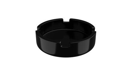 Black ceramic ashtray isolated on transparent and white background. Smoke concept. 3D render