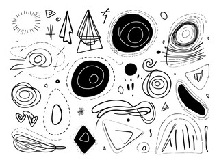 Abstract scribbles, doodled lines, and shapes vector sets. Hand-drawn sketch elements on a white background