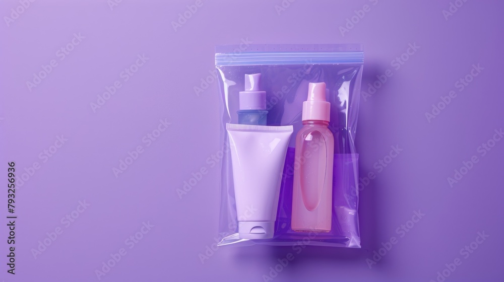 Poster a clear plastic bag filled with assorted items, perfect for illustrating concepts of recycling or sh
