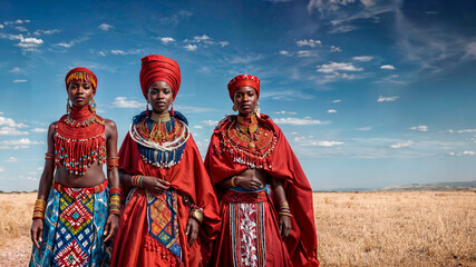 Fototapeta premium African. Senegalese women Adorn themselves with their beautiful crafts. AI Generated