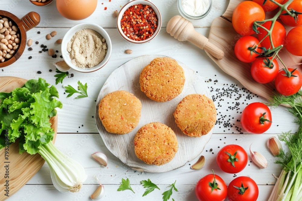 Poster a table filled with various types of food, perfect for food and beverage concepts