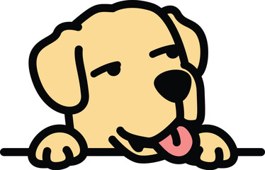 Funny labrador retriever dog looking sideways cartoon, vector illustration
