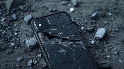 Abandoned Broken Cell Phone on Ground