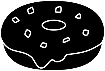 donut illustration food silhouette snack logo sweet icon sugar outline glazed pastry sprinkles doughnut breakfast bakery chocolate cake unhealthy shape round dough calories for vector graphic