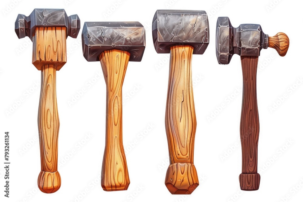 Poster three hammers placed together. suitable for construction projects