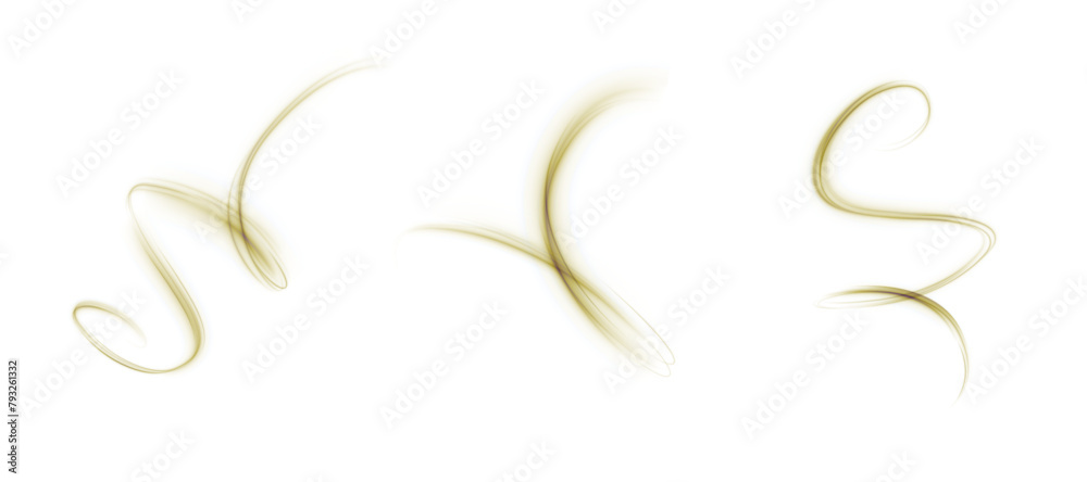 Poster Abstract yellow light effect of curved lines. Yellow wavy path of light on a white background. FOR designing and designing trading floors. Vector