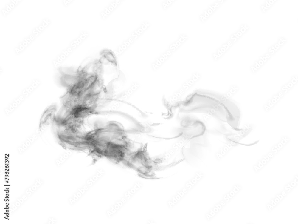 Poster Black vector smoke, cloudy, fog background PNG effect. Fog or smoke isolated on transparent background with overlay effect. Vector