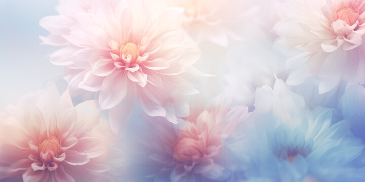 Blurred of sweet dahlias in pastel color style for background	