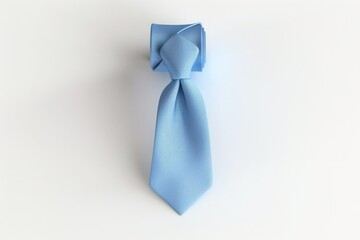 Blue tie hanging on a white wall. Suitable for fashion or business concepts