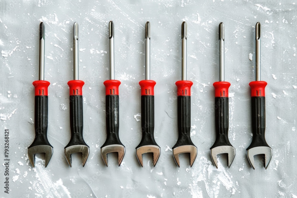 Poster Various tools arranged neatly on a table. Useful for DIY projects