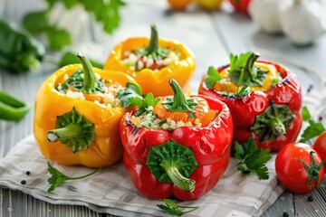 Fresh peppers displayed on a napkin, perfect for food blogs or recipe websites