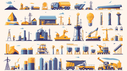 Vector Heavy and power industry flat line outline i