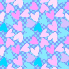 Valentines hearts seamless retro pattern for wrapping paper and fabrics and kids print and festive party accessories