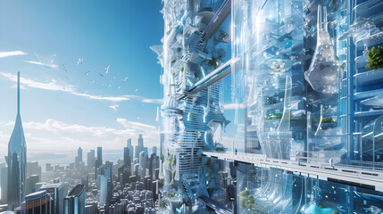 Futuristic Urban Skyscraper Plastic Recycling Facility Concept