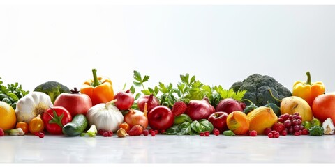 vegetables and fruits on a white background Generative AI