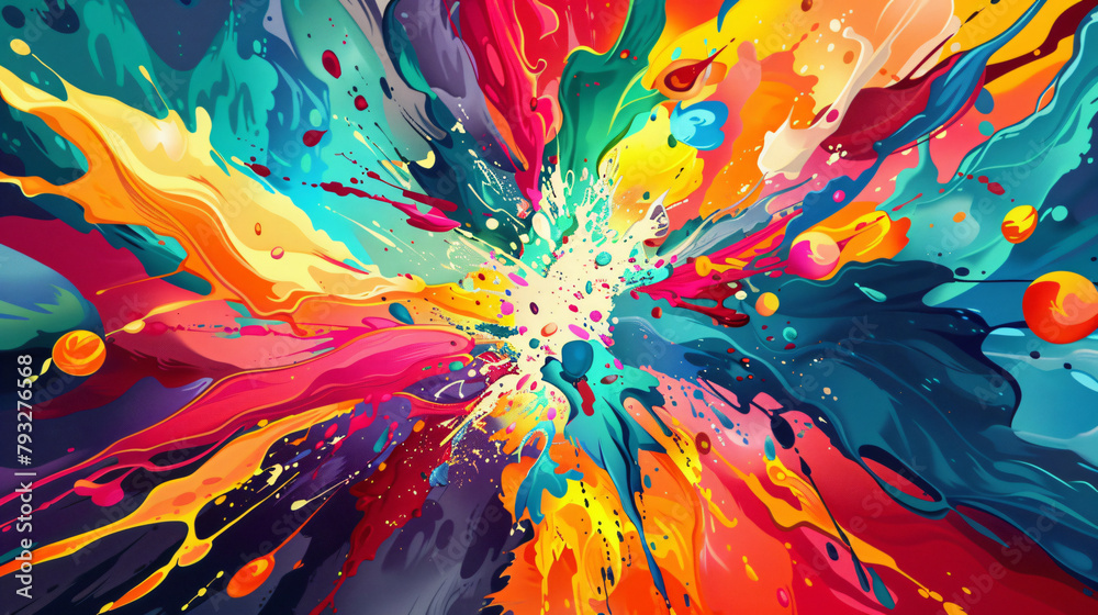 Poster abstract pop background with explosion of colors to the beat