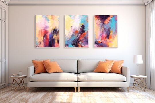 Modern Abstract Art Gallery Collection: Artistic Blurred Lines Canvases