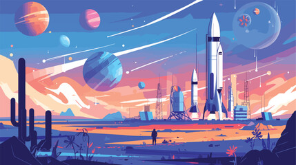 Vector illustration banners of space flight spacesh